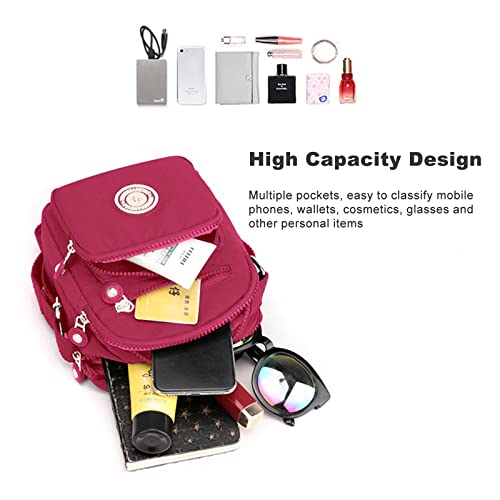 Nylon Cross Body Messenger Handbag - Burgundy