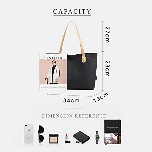 Waterproof Nylon Large Tote Bag – Black