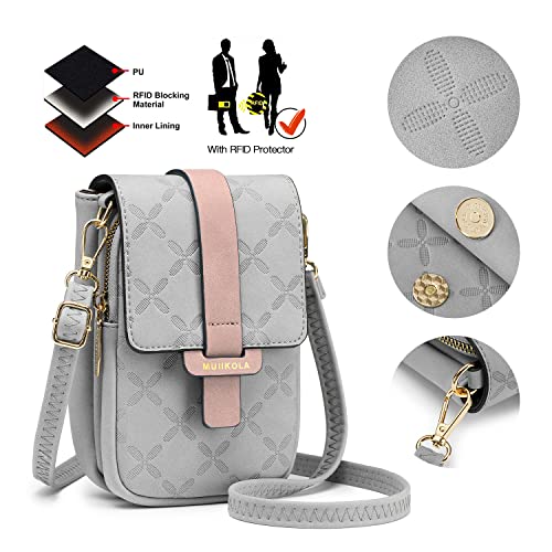 MUIIKOLA Grey Crossbody Phone Bag, Women's Touchscreen Purse