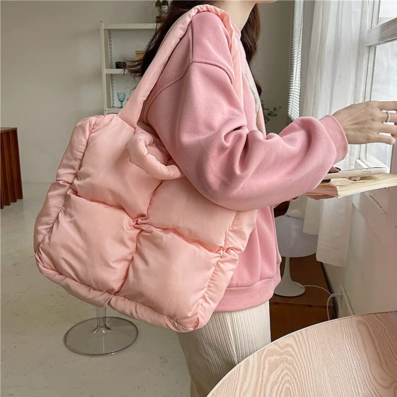 Large Quilted Tote Bag - Classic Pink Retro