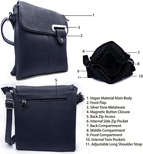 Woodland Leathers Navy Designer Crossbody Handbag