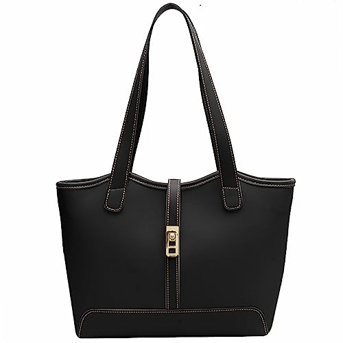 Black Designer Handbag with Zipper Pocket and Laptop Compartment