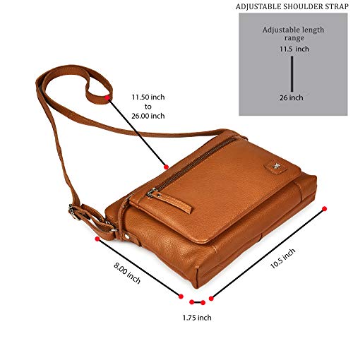 Premium pebbled leather crossbody handbag for women - Cognac