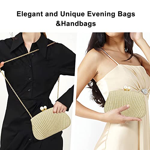 Elegant Pearl Lock Evening Clutch Bag