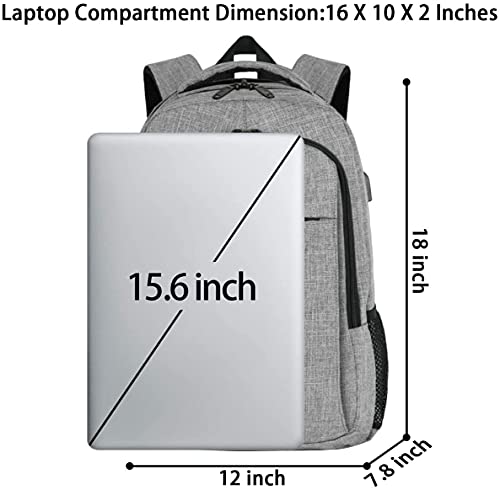 Grey Designer Laptop Backpack, USB Charging Port, Water Resistant
