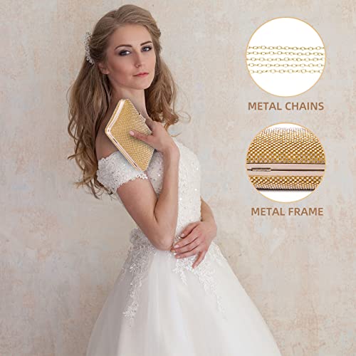 BAIGIO Sparkling Gold Diamante Clutch for Wedding