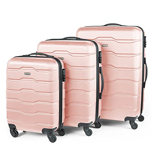 VonHaus 3-Piece Designer Suitcase Set: Rose ABS with Spinners