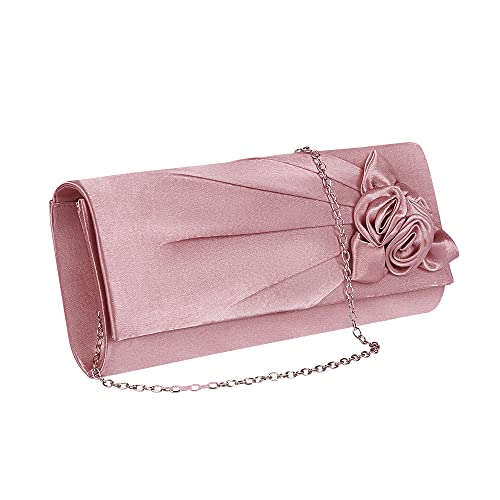 Rose Satin Clutch for Women - Elegant Handbag