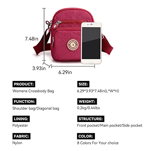 Nylon Cross Body Messenger Handbag - Burgundy