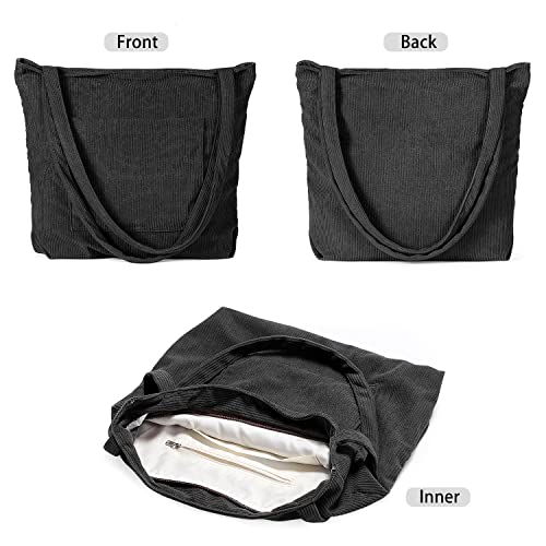 Black Cord Tote Bag for Women's Casual Style