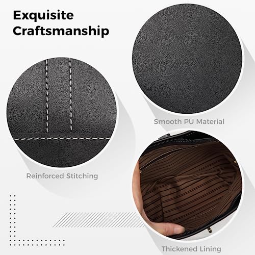 Black Designer Handbag with Zipper Pocket and Laptop Compartment