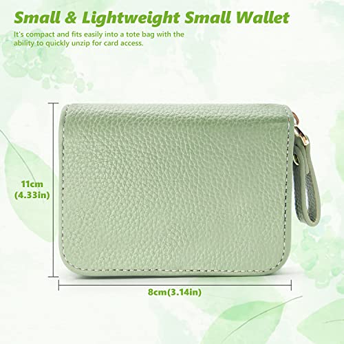 Green Leather RFID Blocking Women's Wallet with Zipper
