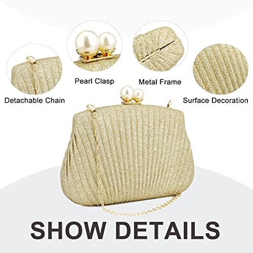 Elegant Pearl Lock Evening Clutch Bag
