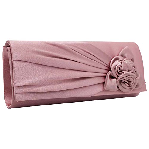 Rose Satin Clutch for Women - Elegant Handbag