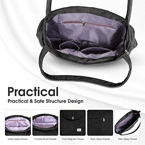 Corduroy Tote Bag: Stylish & Roomy Shopper - Black