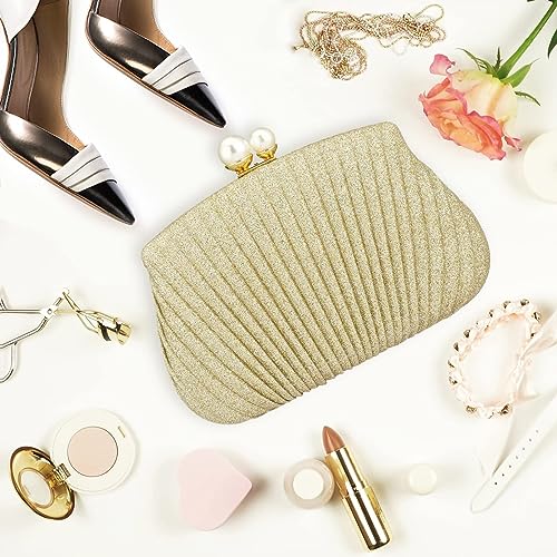 Elegant Pearl Lock Evening Clutch Bag