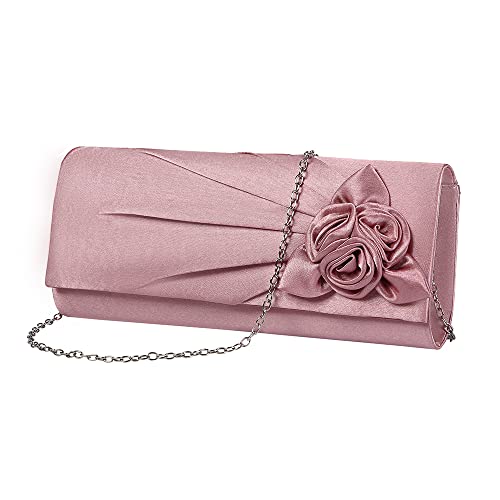 Rose Satin Clutch for Women - Elegant Handbag