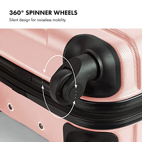 VonHaus 3-Piece Designer Suitcase Set: Rose ABS with Spinners