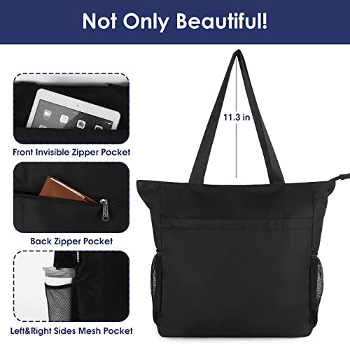 WANDF Floral Beach Tote Shoulder Bag (Black)