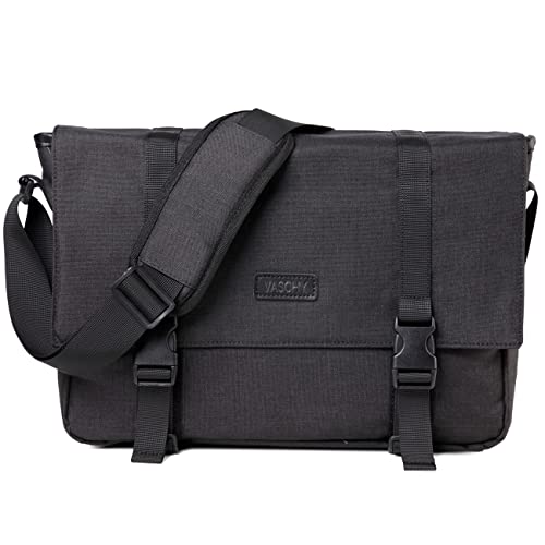 VASCHY Slim Crossbody Laptop Bag - Black