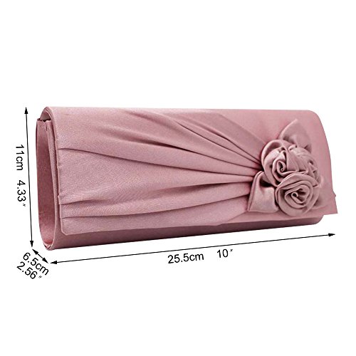 Rose Satin Clutch for Women - Elegant Handbag