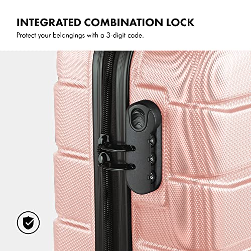 VonHaus 3-Piece Designer Suitcase Set: Rose ABS with Spinners