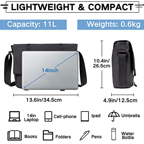 VASCHY Slim Crossbody Laptop Bag - Black