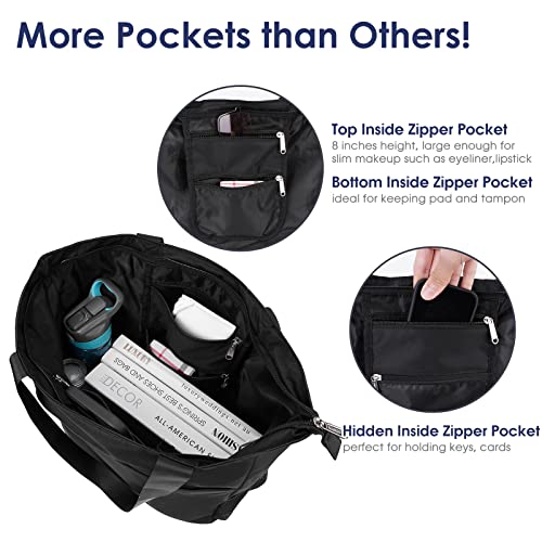 WANDF Floral Beach Tote Shoulder Bag (Black)