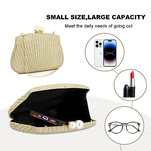 Elegant Pearl Lock Evening Clutch Bag