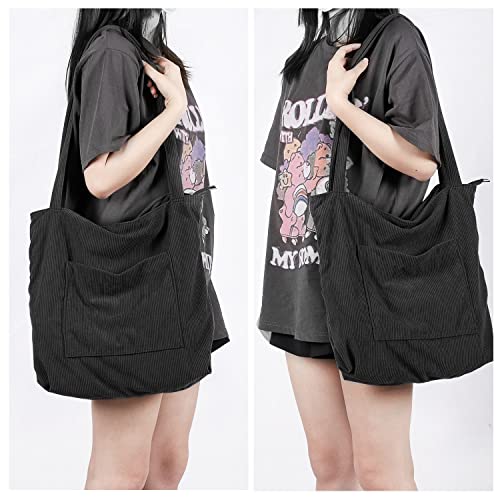 Black Cord Tote Bag for Women's Casual Style