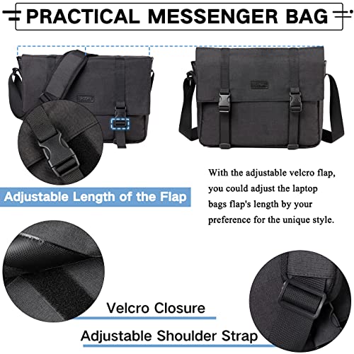 VASCHY Slim Crossbody Laptop Bag - Black