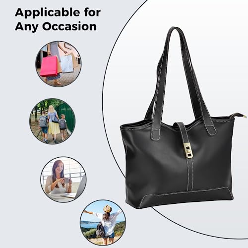 Black Designer Handbag with Zipper Pocket and Laptop Compartment