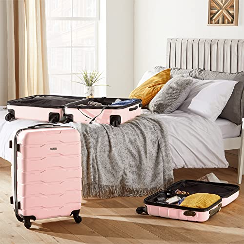VonHaus 3-Piece Designer Suitcase Set: Rose ABS with Spinners