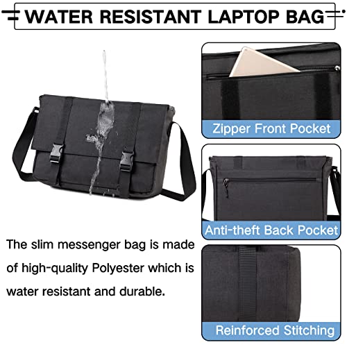 VASCHY Slim Crossbody Laptop Bag - Black