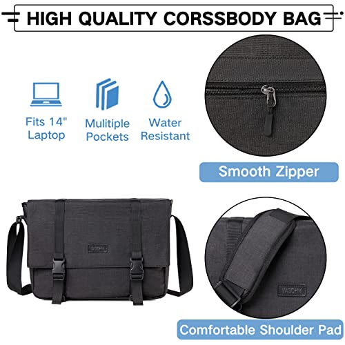 VASCHY Slim Crossbody Laptop Bag - Black