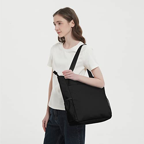 WANDF Floral Beach Tote Shoulder Bag (Black)