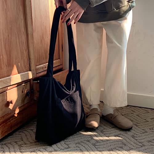 Black Cord Tote Bag for Women's Casual Style