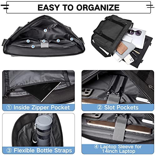 VASCHY Slim Crossbody Laptop Bag - Black