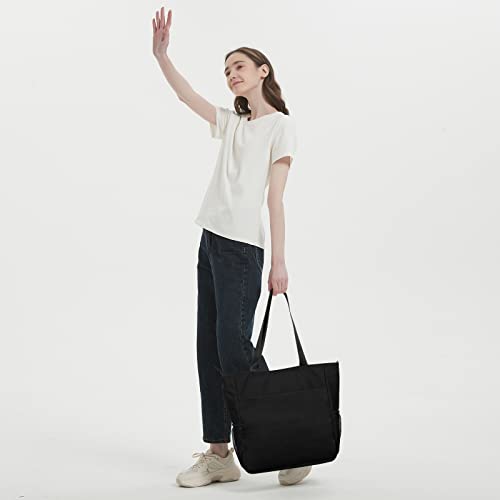 WANDF Floral Beach Tote Shoulder Bag (Black)