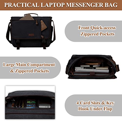 VASCHY Grey Designer Messenger Bag - 15.6" Laptop