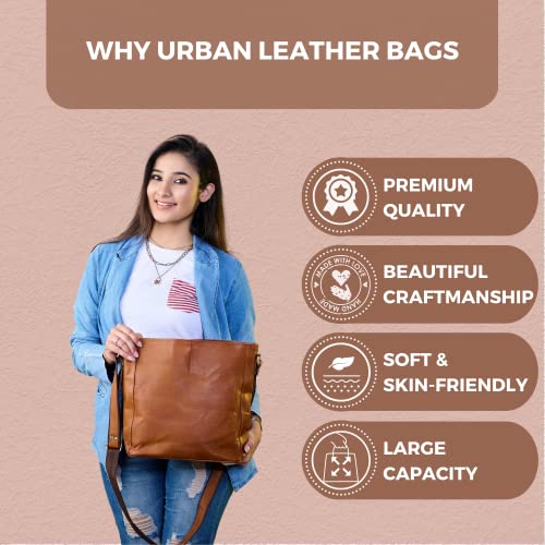 Brown Leather Crossbody Handbag - Vintage Style, Slim Fit