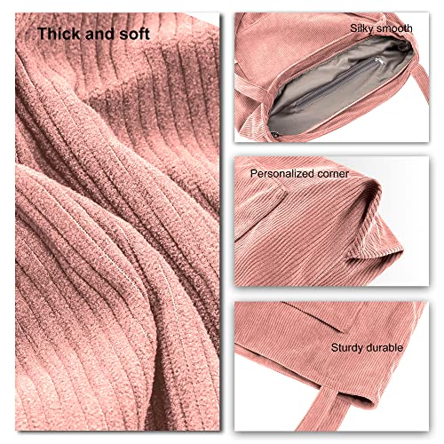 Large Pink Corduroy Tote Bag for Women