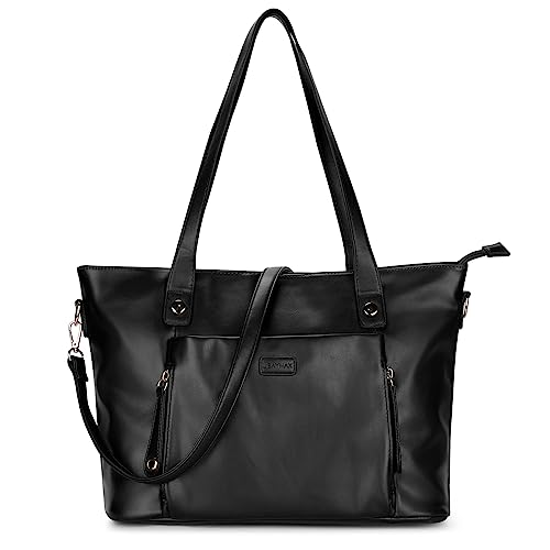 Black Leather Women's Tote Bag - 15.6" Laptop