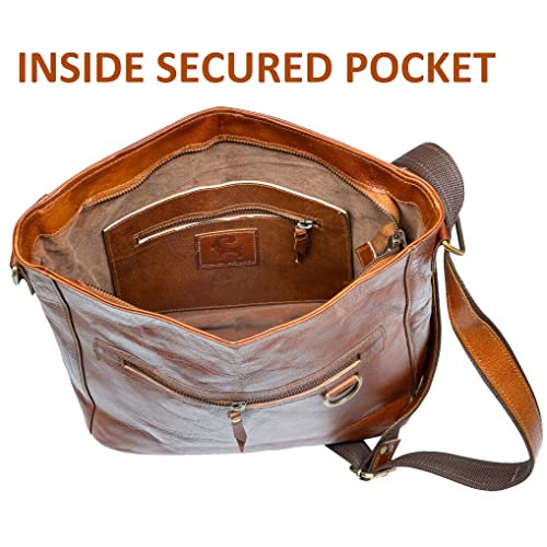 Brown Leather Crossbody Handbag - Vintage Style, Slim Fit