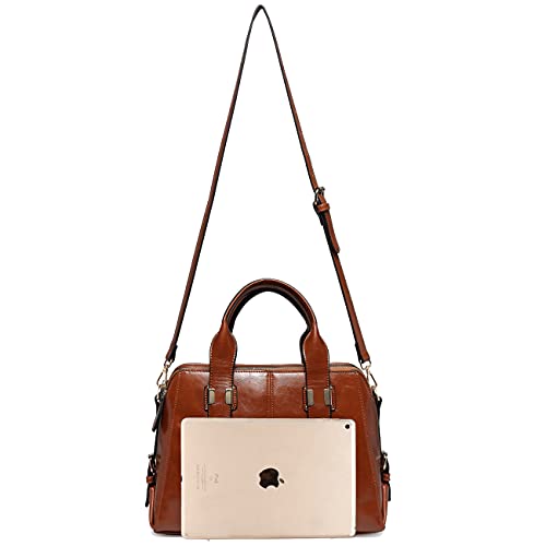 VASCHY Triple Compartment Brown Leather Designer Handbag