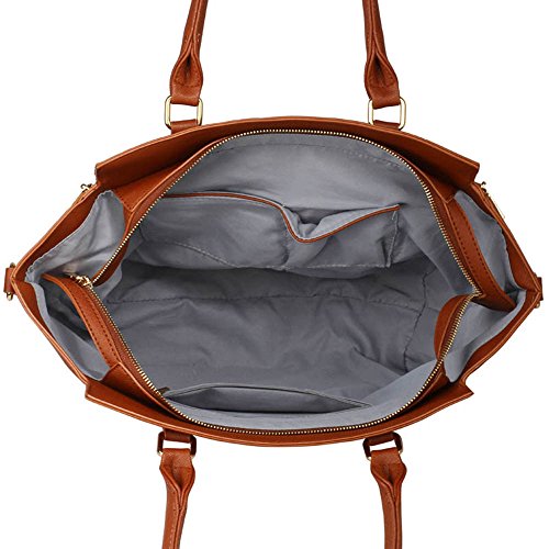 Large Designer Faux Leather Tote Bag - Brown