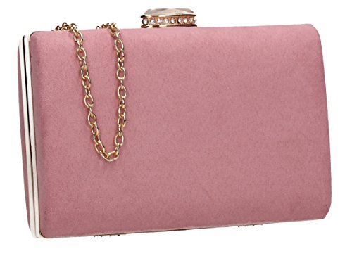 Swarovski-Embellished Blush Velvet Box Clutch for Women