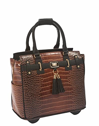 Alligator Crocodile Designer Rolling Tote Bag (17" 17.3")