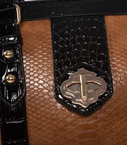 SAHARA Designer Rolling Tote Bag - Medium, Black/Brown