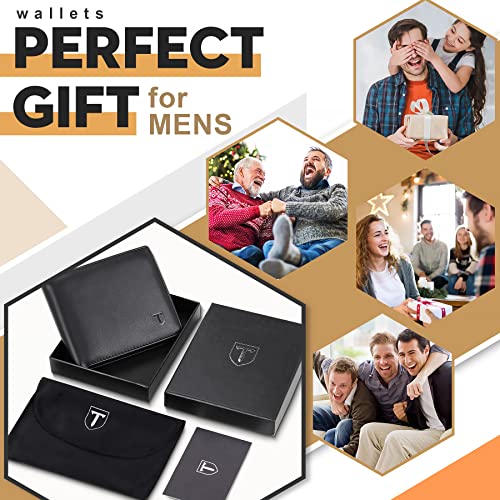 TEEHON® Men's RFID Blocking Leather Wallet - Black/Orange